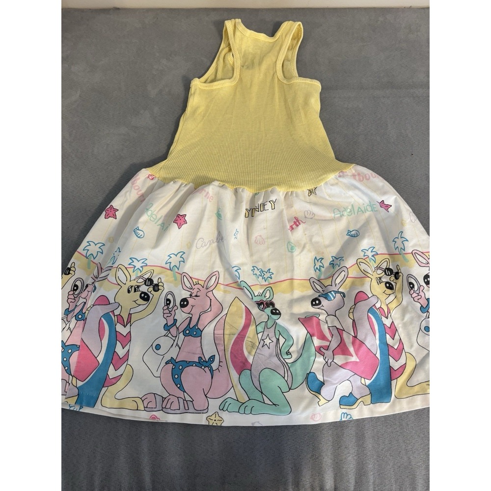 VTG Girls Australian Cities And Kangaroos Summer Dress Sz 10 Sleeveless Pastel